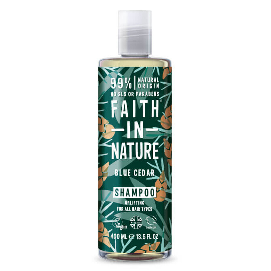 Sampon natural revitalizant cu cedru albastru pentru toate tipurile de par, Faith in Nature, 400 ml