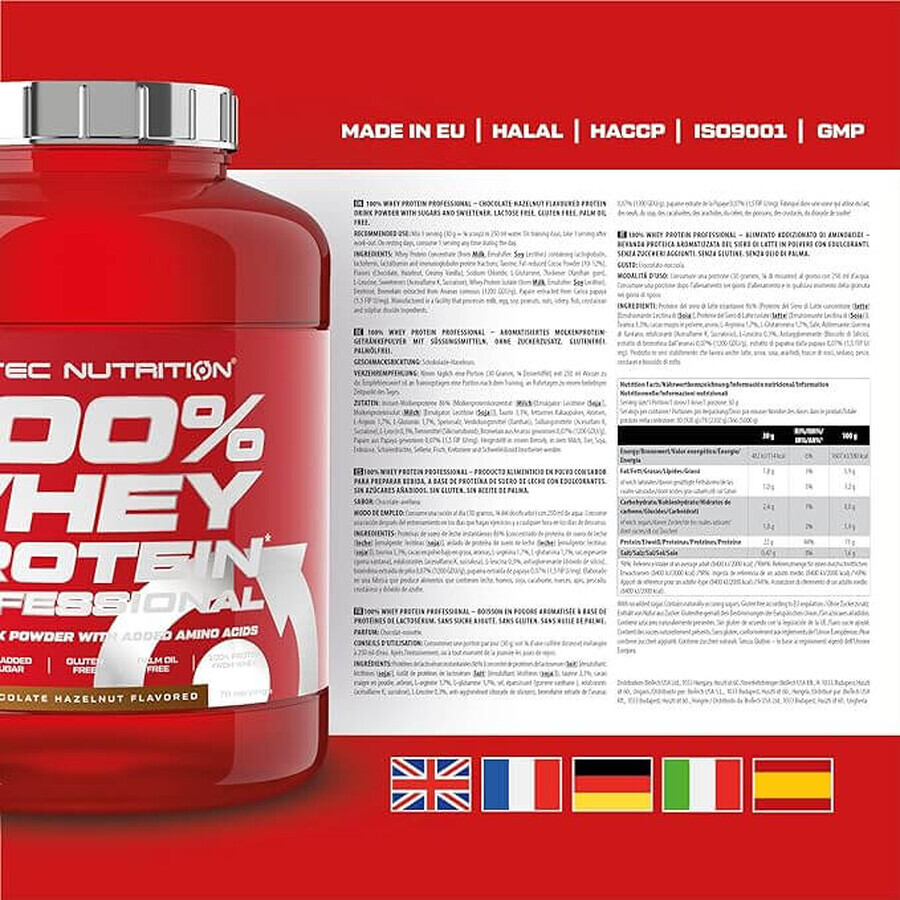 100% Whey Protein Professional Scitec Nutrition Vanille-Geschmack, 2350 g