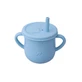 Silicone mug with handles and straw, Bleu, 200 ml, Oaki