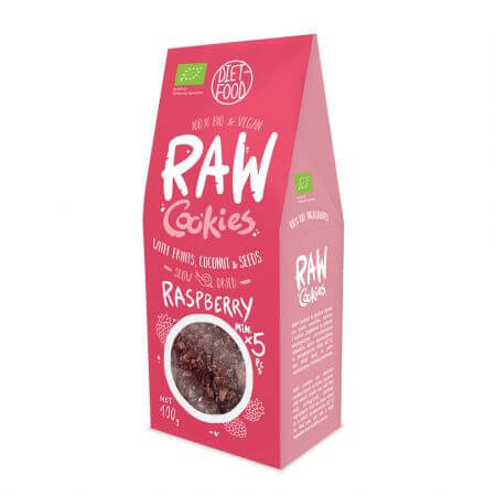 Fursecuri bio raw vegane cu zmeura, 100 g, Diet Food