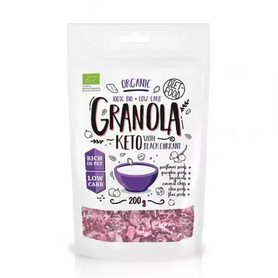 Keto Granola bio cu coacaze negre, 200 g, Diet Food