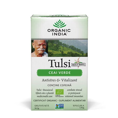 Tulsi Ceai Verde Bio, 18 plicuri, Organic India