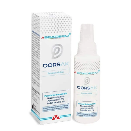 Dorsak spray with fluid emulsion for trunk acne, 100 ml, Braderm