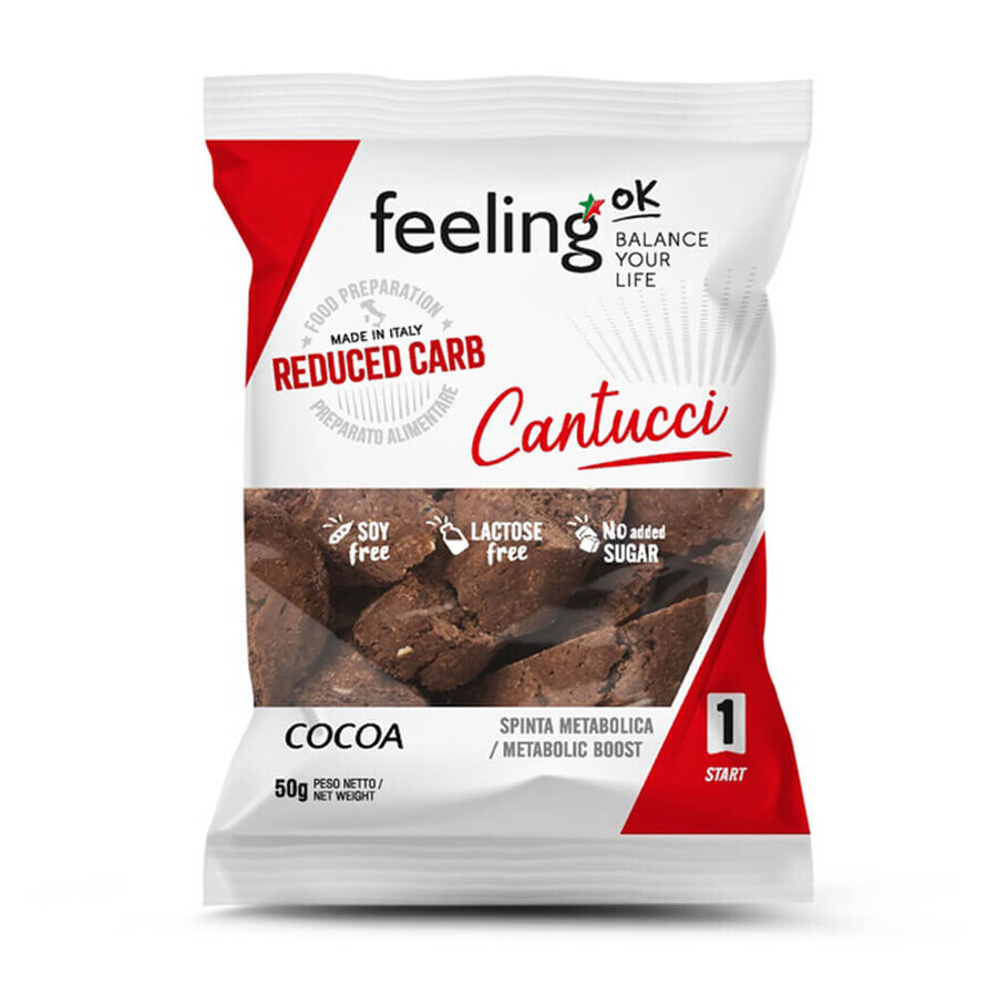 Biscuiti Low-Carb Cantucci cu cacao, 50 g, Feeling Ok