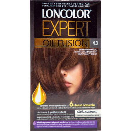 Loncolor Expert Vopsea de păr fără amoniac Oil Fusion 4.3 șaten auriu mediu, 1 buc