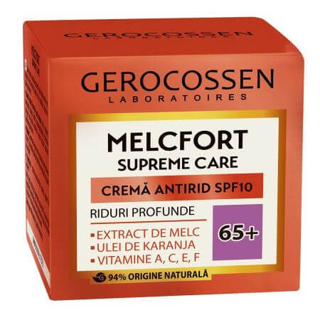 Anti-Falten Creme SPF10 65+ mit Schneckenextrakt, Karanjaöl, Melcfort Vitamin A,C,E,F Komplex, 50 ml, Gerocossen