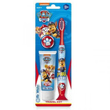 Pachet Periuta de dinti soft cu ventuza Paw Patrol + Pasta de dinti cu aroma de capsuni pentru copii +3 ani, 25 ml, Mr. White