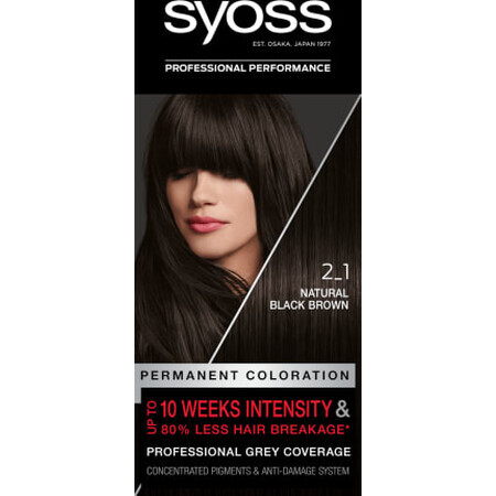 Syoss Color Tintura Permanente Per Capelli 2-1 Marrone Nero Naturale, 1 pz