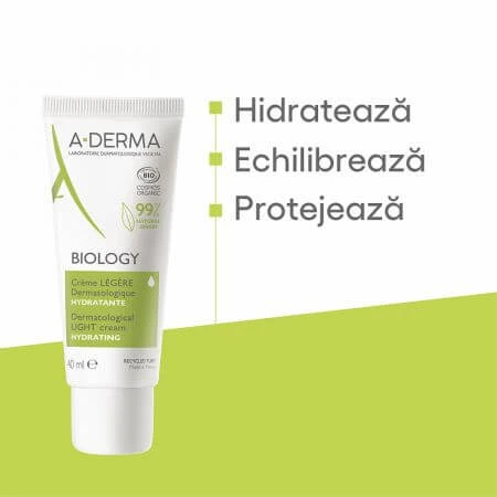 A-Derma Biology Crema hidratanta Legere , 40 ml