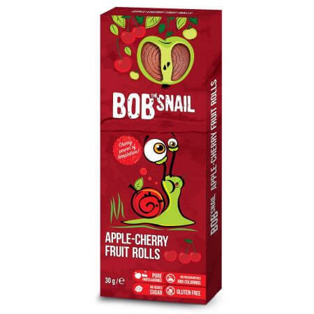 Rulou natural din mere si cirese, 30 g, Bob Snail