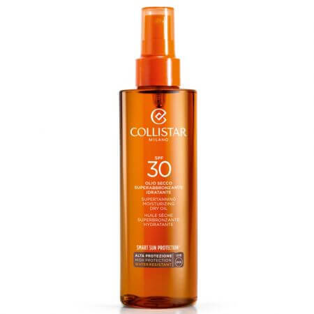 Ulei uscat pentru plaja Supertanning Moisturizing dry oil SPF30, 200 ml, Collistar