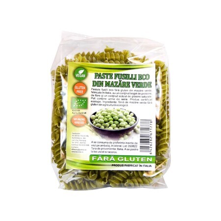 Paste fusilli din mazare verde fara gluten, 250 g, Sarchio