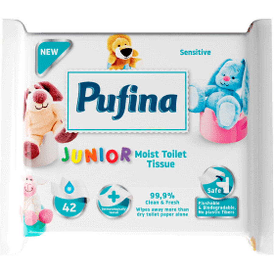 Pufina Junior Papel Higiénico Húmedo, 42 unid.