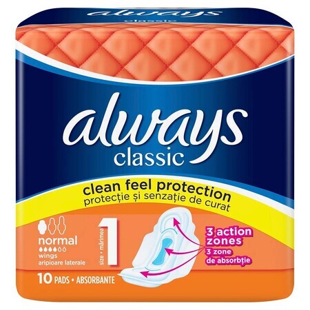 Absorbante Always Classic Normal, 10 bucati, P&G