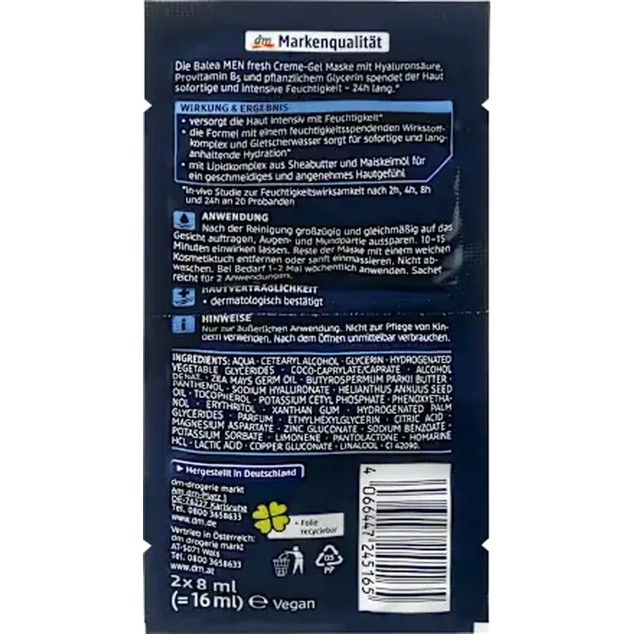 Balea MEN Gesichtsmaske Fresh, 16 ml