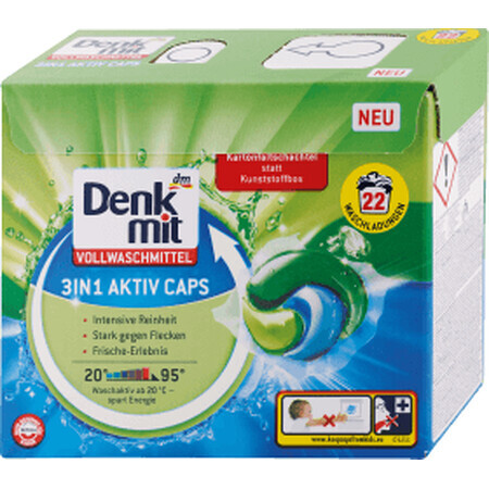 Denkmit Capsules de détergent 3en1 pour le linge blanc 22sp, 22 pcs