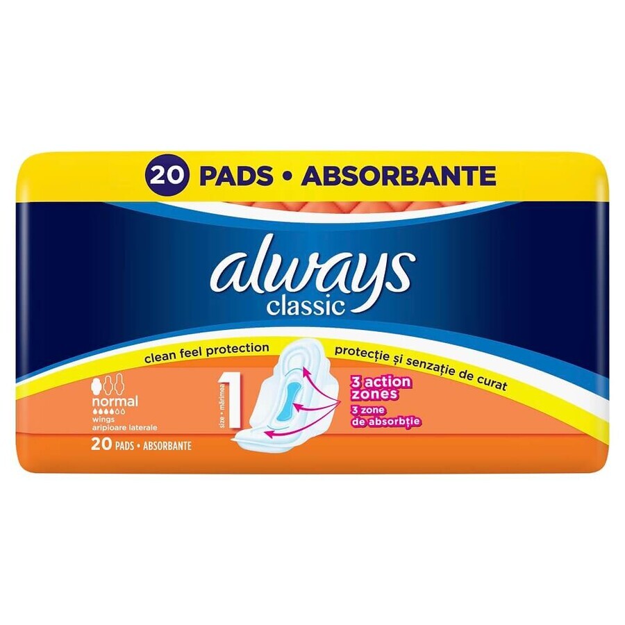 Absorbante Always Classic Normal, 20 bucati, P&G