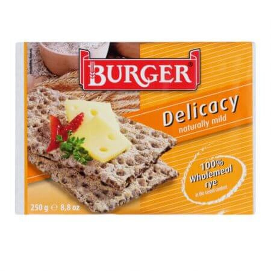 Delicacy Whole Rye Crispbread Slices, 250 g, Burger