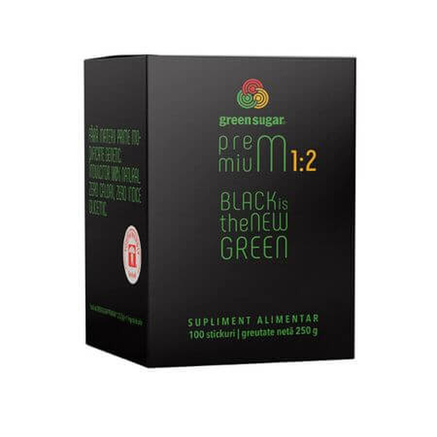 Grüner Zucker Premium 1:2, 100 Portionsbeutel, Remedia Laboratories