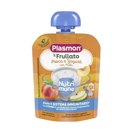 Pfirsich-, Apfel- und Joghurtpüree, + 6 Monate, 85 g, Plasmon