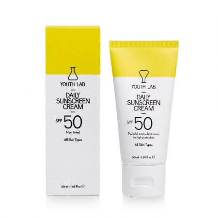 Crema protectie solara pentru fata si gat non-colorata, SPF 50, 50 ml, Youth Lab