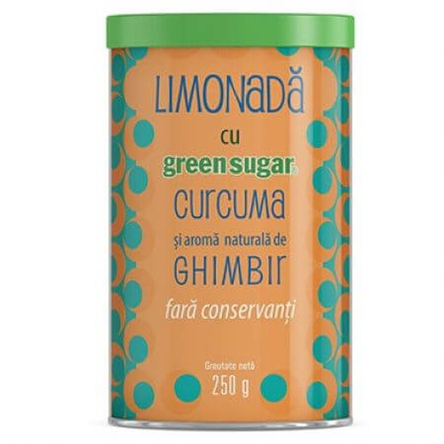 Zitronenlimonade mit Kurkuma- und Ingwergeschmack Grüner Zucker, 250 g, Remedia Laboratories