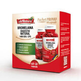 Pachet digestiv natural, 1400 GDU Bromelaina, 60 + 30 capsule, AdNatura