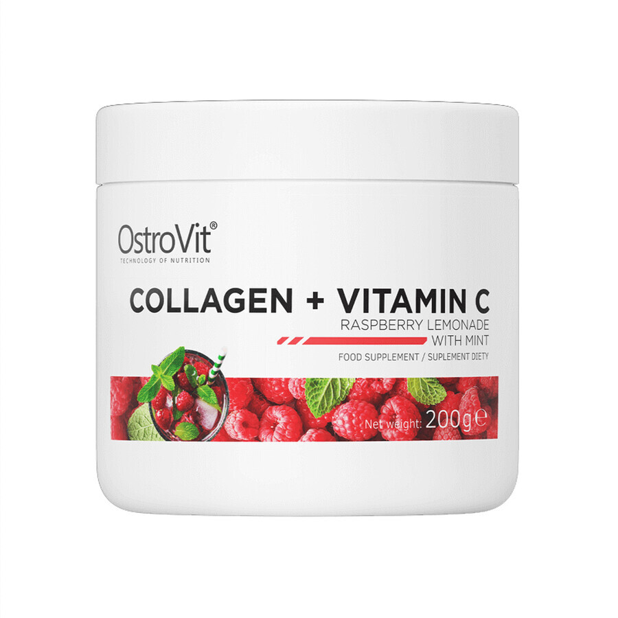 Colagen + Vitamina C Limonadă de zmeură cu mentă, 200g, Ostrovit