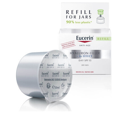 Eucerin Hyaluron Filler Tagescreme mit LSF 15 für trockene Haut mit dreifachem Anti-Aging-Effekt, 50 ml