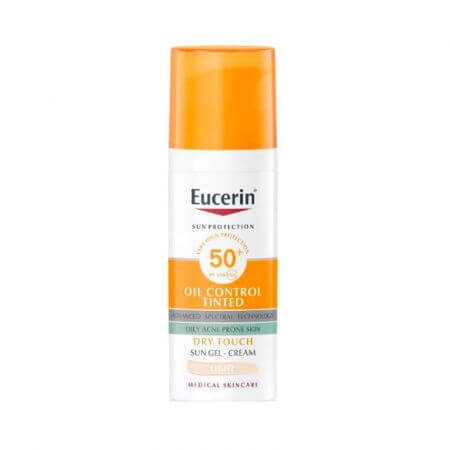 Crema gel cu protectie solara SPF 50+ nuanta light, 50 ml, Eucerin