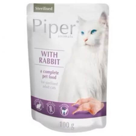 Wet food with rabbit for sterilized cats, 100 g, Piper