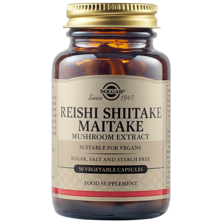 Reishi Shiitake Maitake Pilzextrakt, 50 Kapseln, Solgar