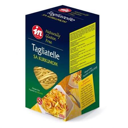 Paste din orez Tagliatelle cu turmeric, 280 g, Aleksandrija Fruska Gora