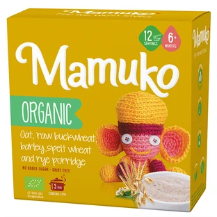 Porridge from oats, buckwheat, barley, spelt and rye Organic sugar free for children, +6 months, 200 g, Mamuko