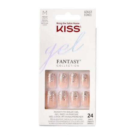 Fantasy Glitter Gel Falsche Nägel, Fantasievoll Medium Squoval, Kiss