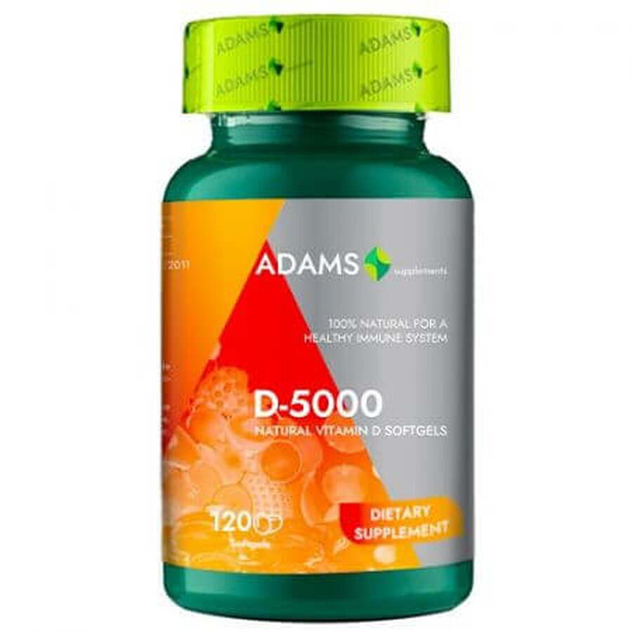 Vitamin D-5000 softgel, 120 Kapseln, Adams Vision