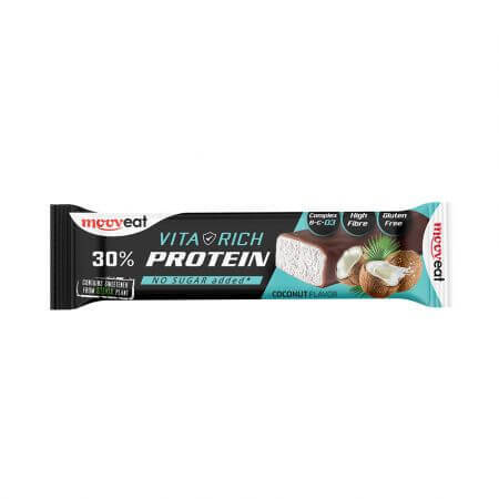 Baton proteic cu fulgi de cocos, 60 g, MoovEat