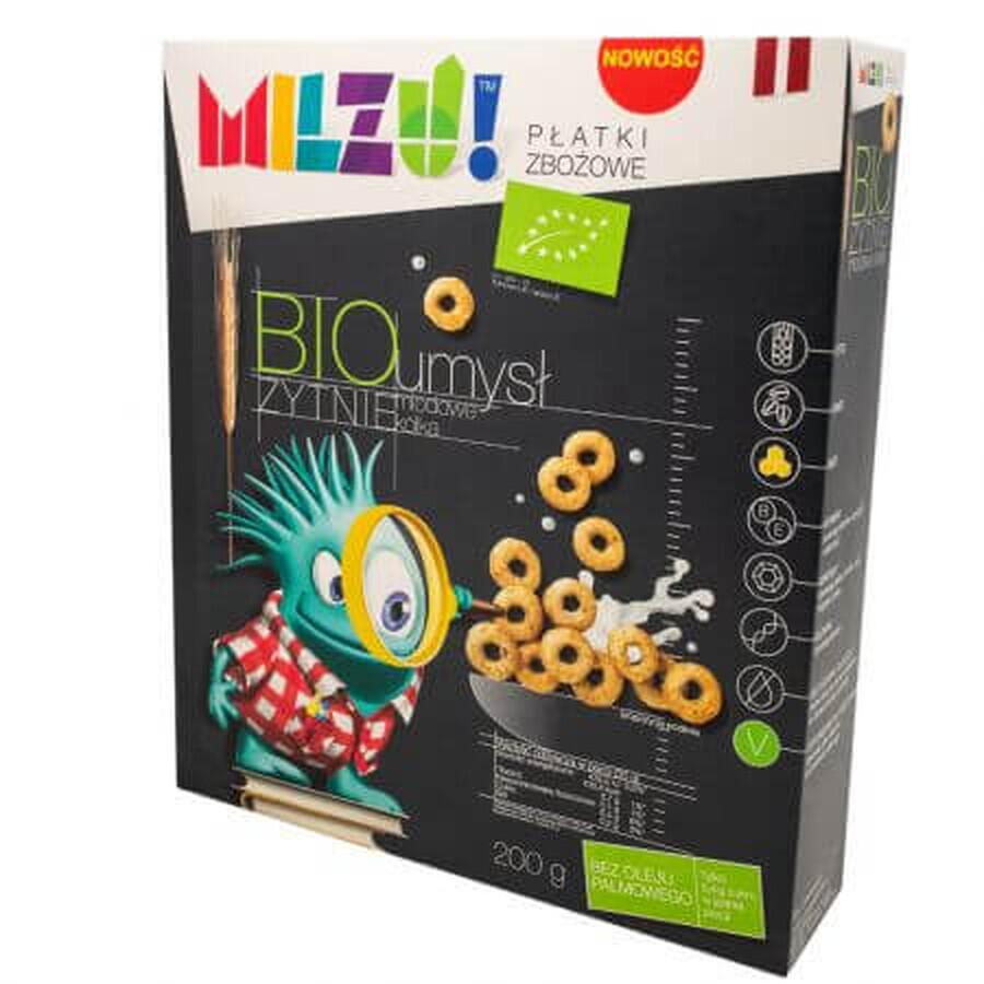 Cereale bio cu secara si miere Mind, 200 g, Milzu