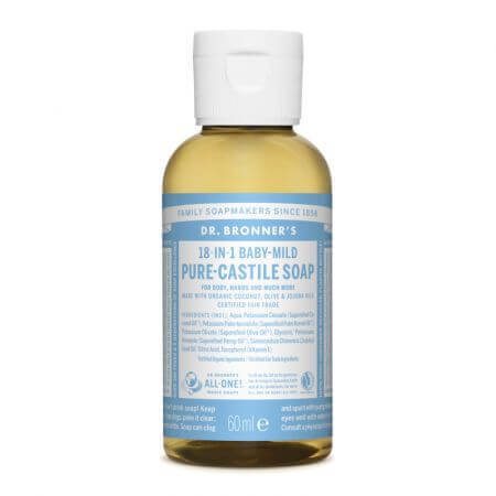 Castilia Children's 18 in 1 Parfümfreie Flüssigseife, 60 ml, Dr. Bronner's