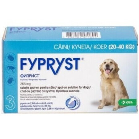 Antiparazitar extern pentru caini 20-40 Kg Fypryst L, 3 pipete, KRKA VET