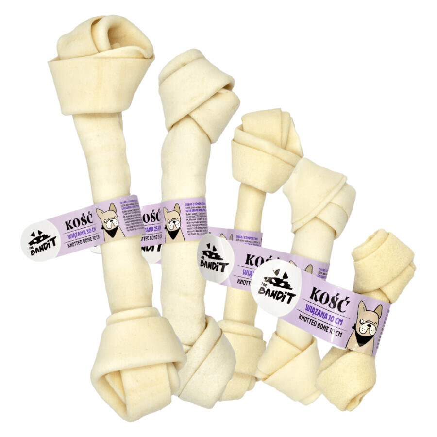 Recompensa din piele de vita pentru caini Knotted Bone, 1 bucata x 15 cm, Mr.Bandit