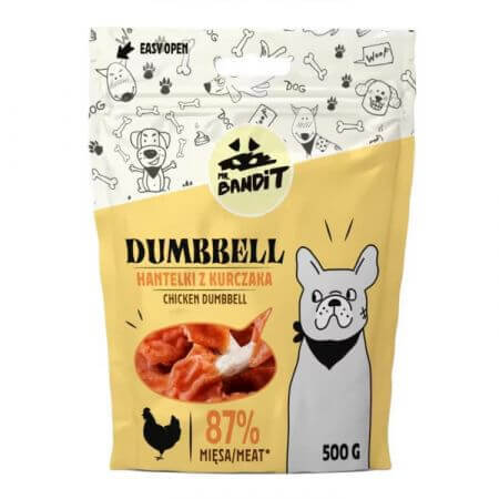 Recompense cu pui pentru caini Dumbbell Chicken, 500 g, Mr. Bandit