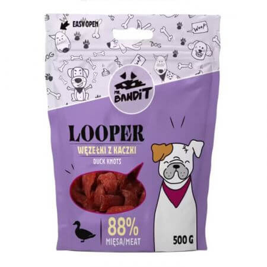 Recompense cu rata pentru caini Looper Duck Knots, 500 g, Mr. Bandit