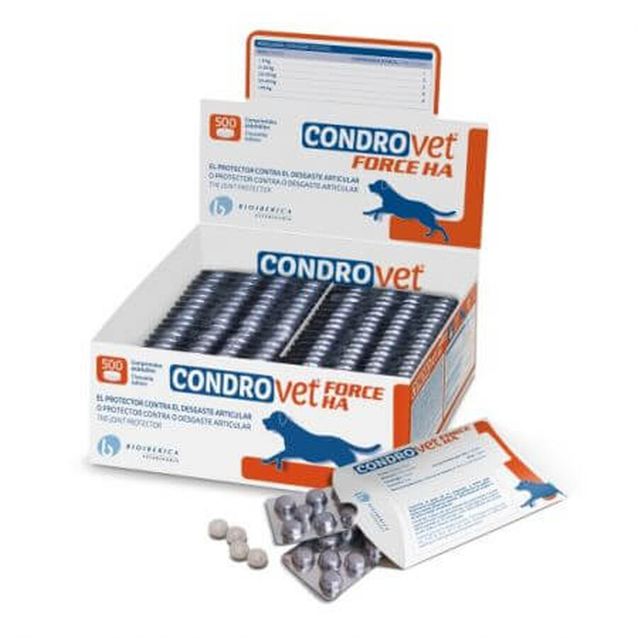 Supliment adjuvant pentru refacerea confortului articular la caini Condrovet Force HA, 10 capsule, Bioiberica