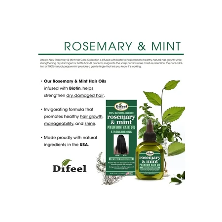 Premium Haarversterkende Olie met Munt en Rozemarijn x 75 ml, Difeel