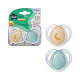 Orthodontic night soothers, 0 - 6 months, Orange / Green, 2 pcs, Tommee Tippee