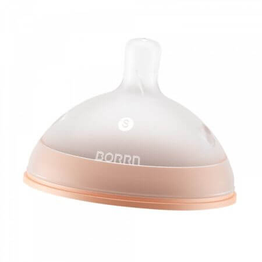 Tetina din silicon cu flux lent, anti-colici, portocaliu, Borrn