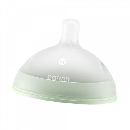 Tetina din silicon cu flux mediu, anti-colici, verde, Borrn