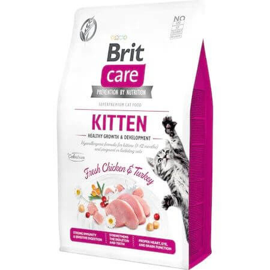 Trockenfutter mit Huhn und Truthahn für Katzen Brit Care GF Healthy Growth &amp; Development, 2 kg, Brit