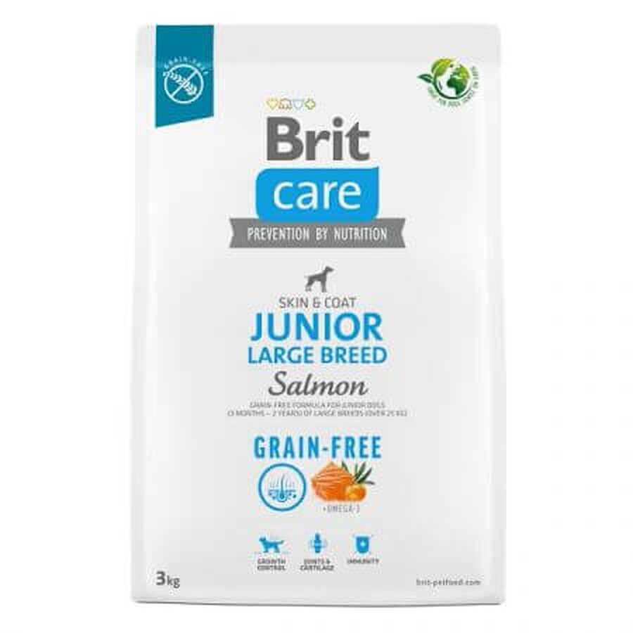 Dry food with salmon for dogs Brit Care Grain-free Junior Large Breed, 3 kg, Brit